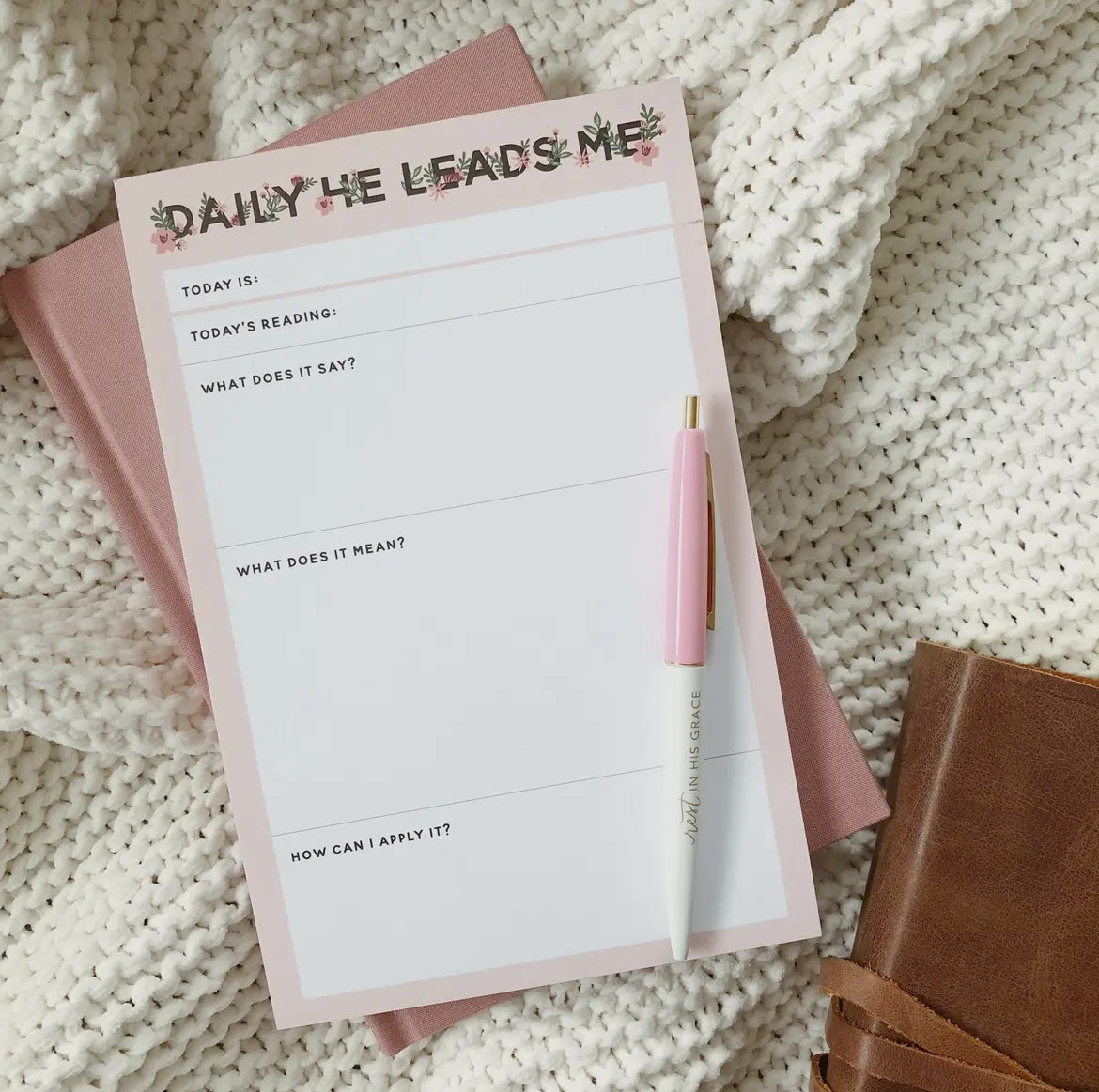 Daily He Leads Me Notepad | Wildflower
