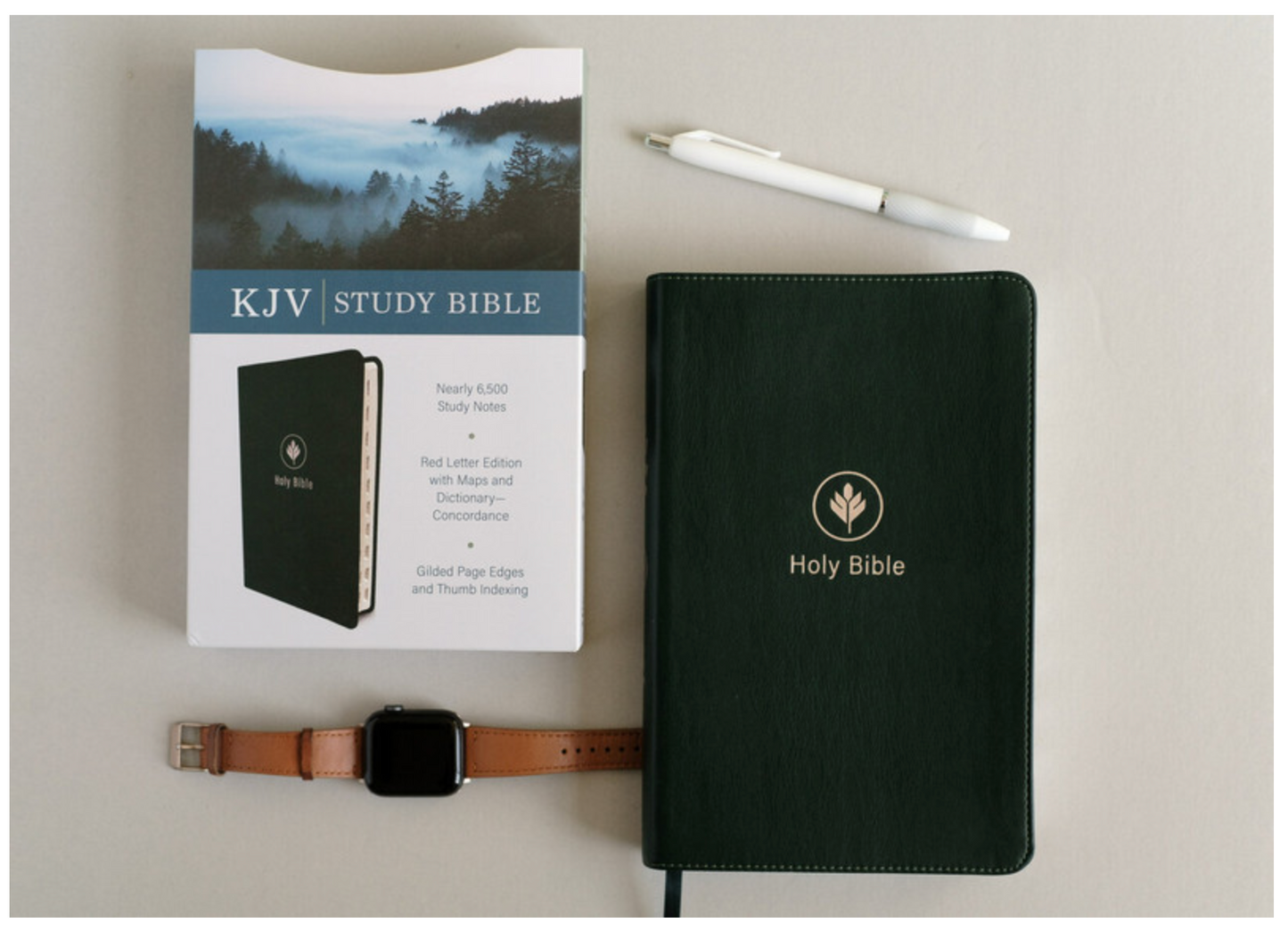 KJV Study Bible, Indexed, Evergreen Fog