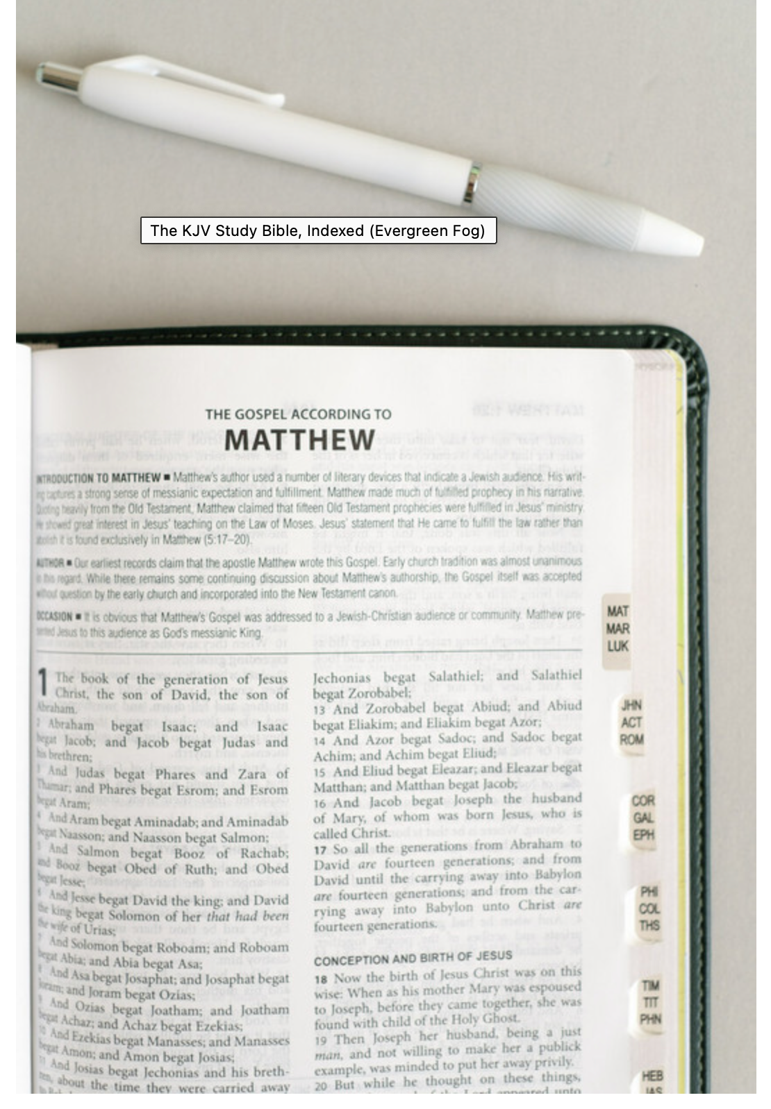 KJV Study Bible, Indexed, Evergreen Fog