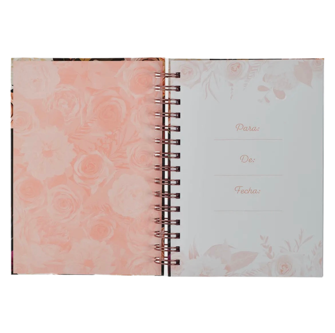 Diario Espiral Negro Floral Fuerte y Valiente Jos 1:9