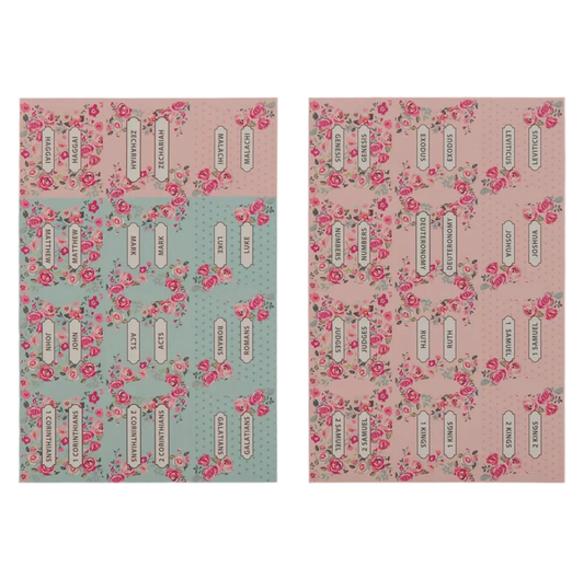 Bible Indexing Tabs Floral Pink & Teal