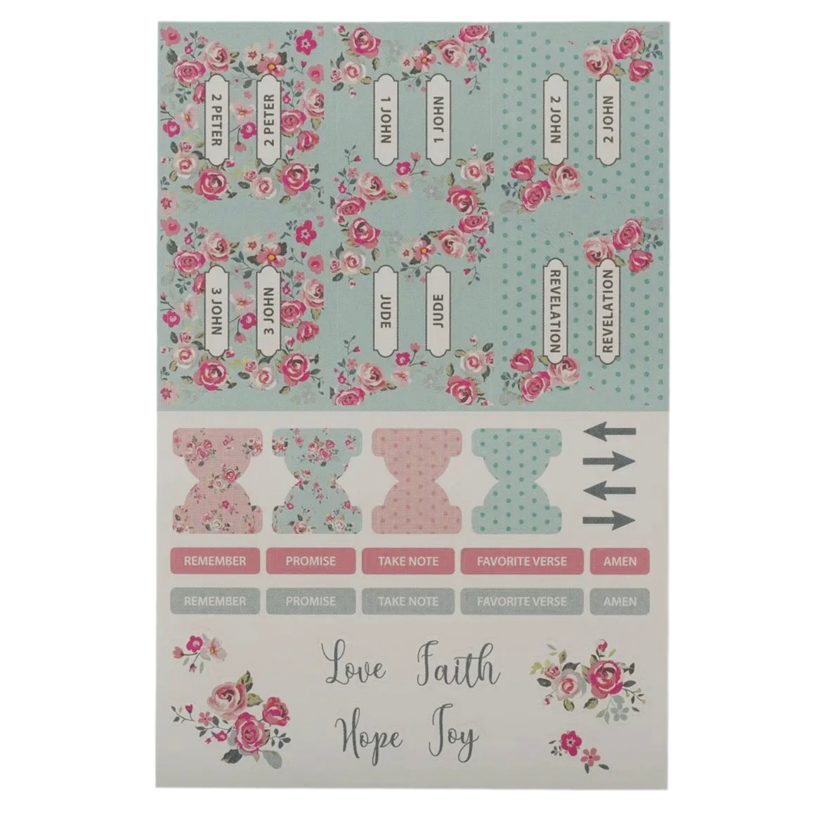 Bible Indexing Tabs Floral Pink & Teal