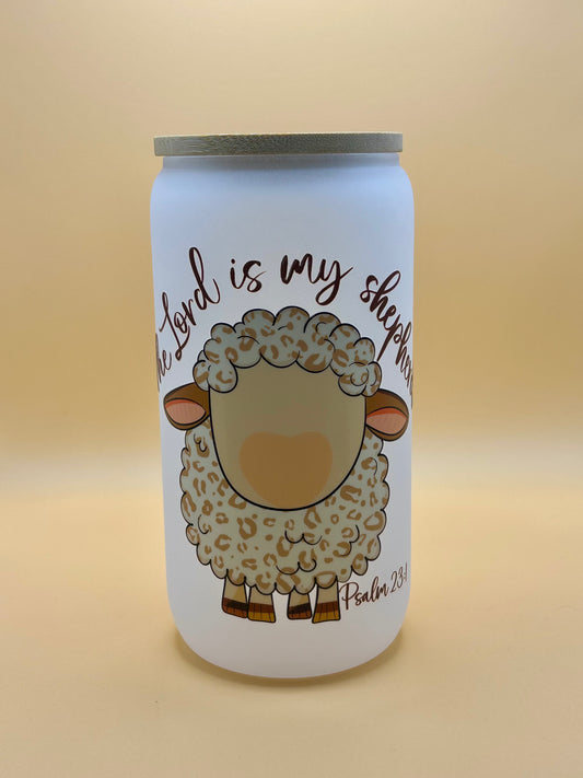 "The Lord Is My Shepherd Psalms 23:1" Frosted Glass Tumbler