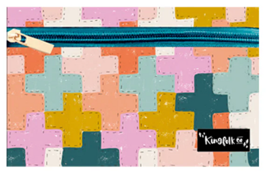 Cross Quilt Patchwork Pencil + Pen + Highlighter Pouch